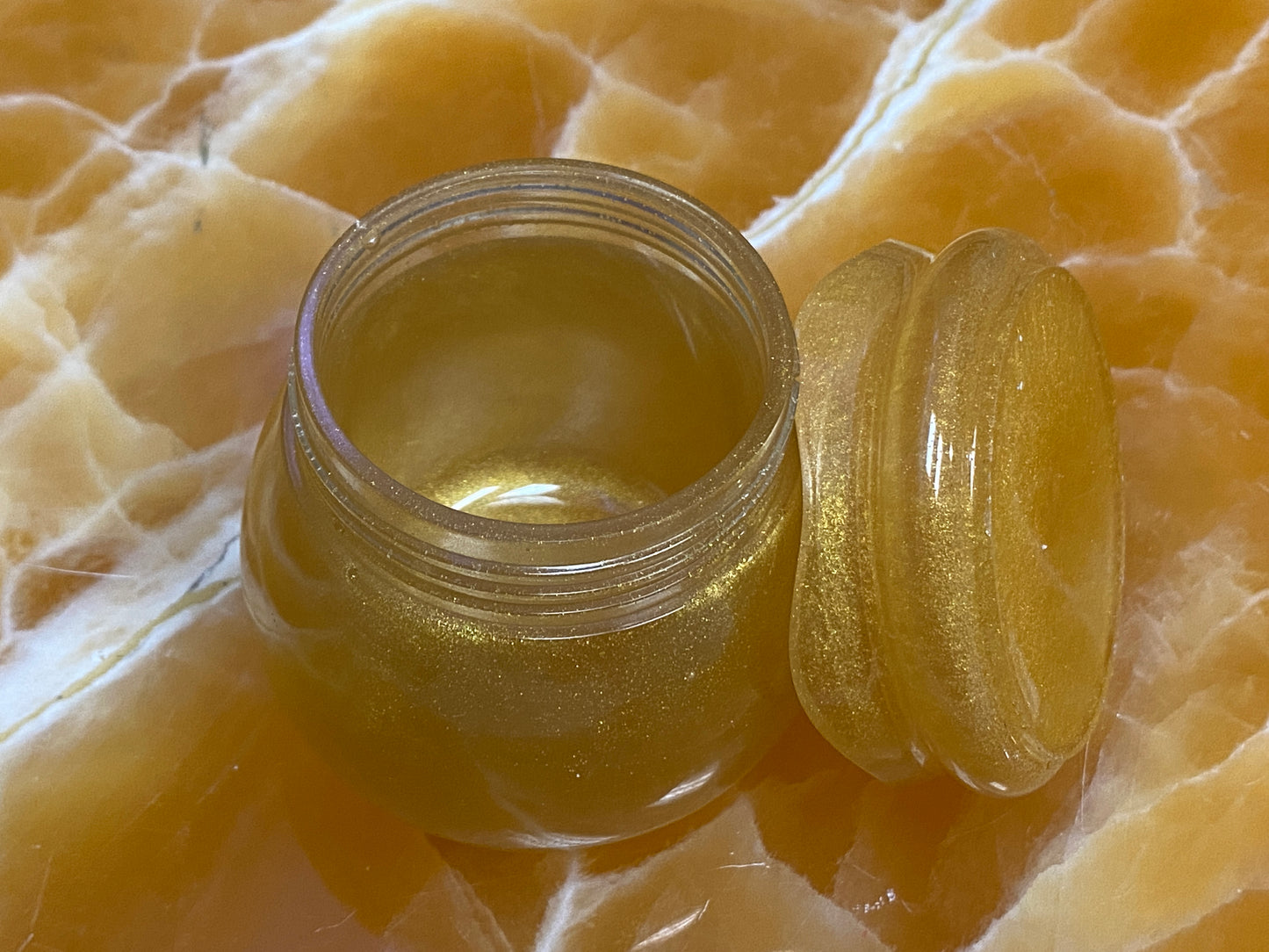 Gold Resin Honey Pot Bundle – Handmade Resin Jars with Tray, Kitchen & Dining Table Storage Set