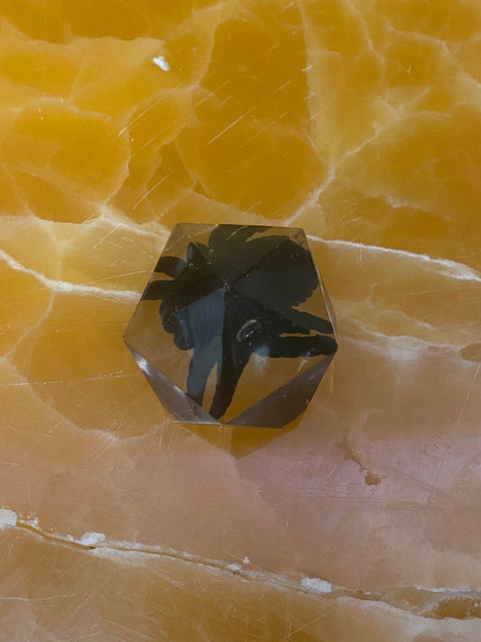 Faux Tarantula Encased in Resin – Handmade Crystal Clear Resin Spider Paperweight or Creepy Display Cube