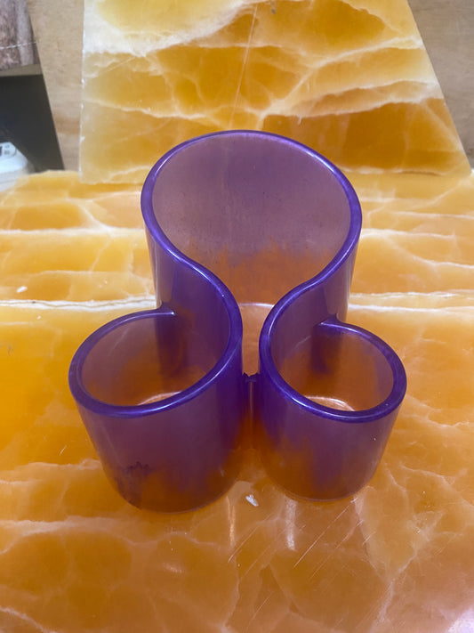 Purple & Orange Resin Vanity Organizer – Handmade 3-Compartment Beauty Tool Holder