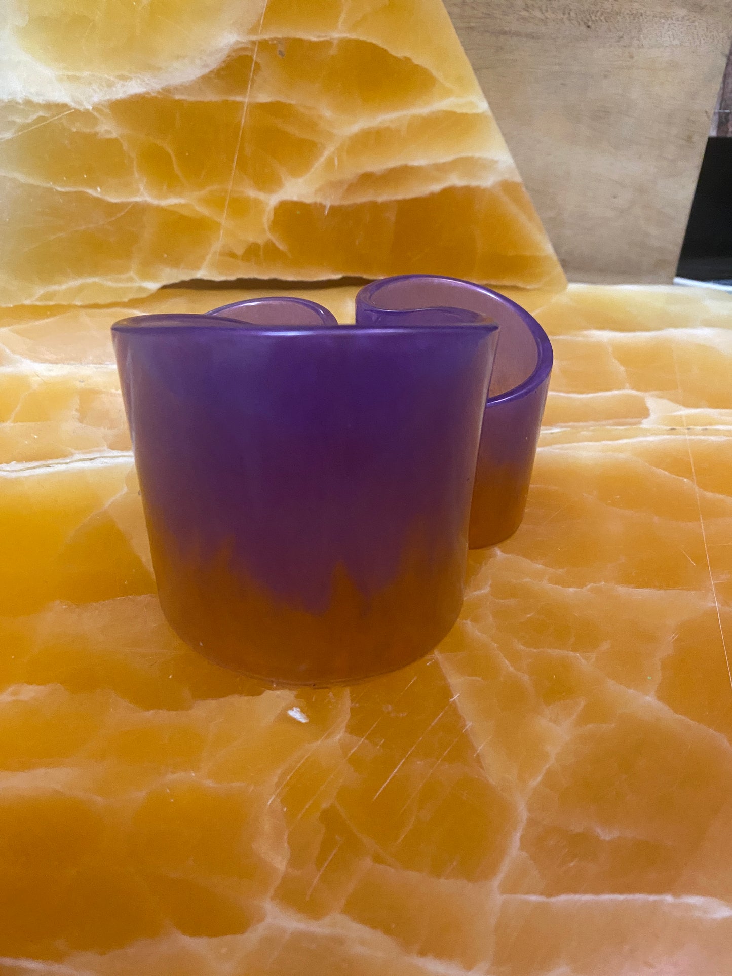Purple & Orange Resin Vanity Organizer – Handmade 3-Compartment Beauty Tool Holder
