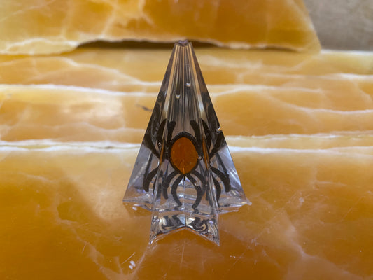 Spider Resin Pyramid – Faux Spider Figurine Encased in Clear Resin | 3.25" Decorative Halloween Accent