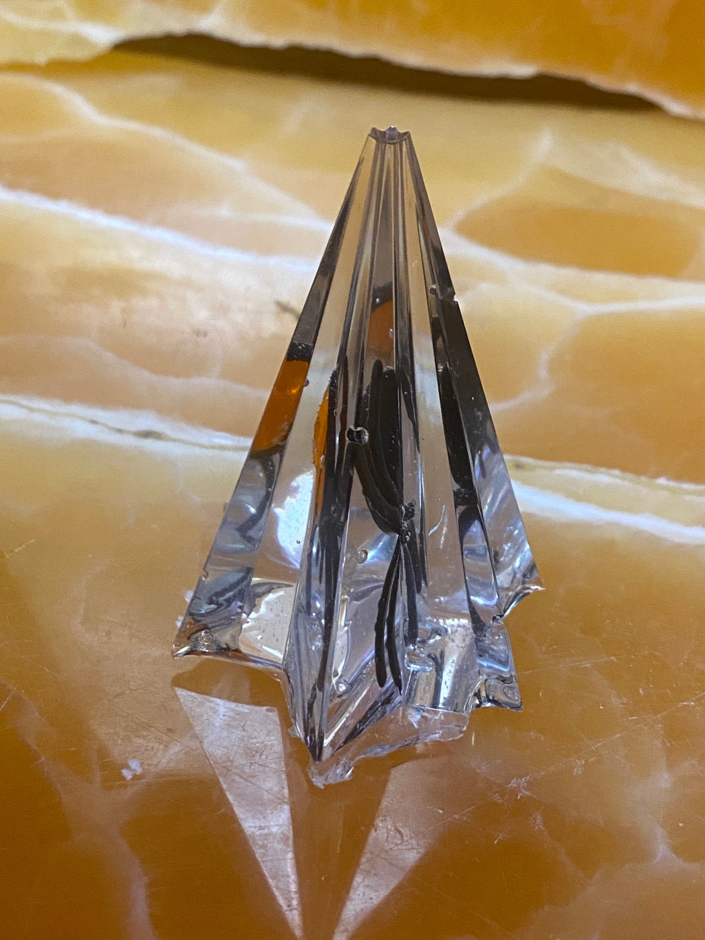 Spider Resin Pyramid – Faux Spider Figurine Encased in Clear Resin | 3.25" Decorative Halloween Accent
