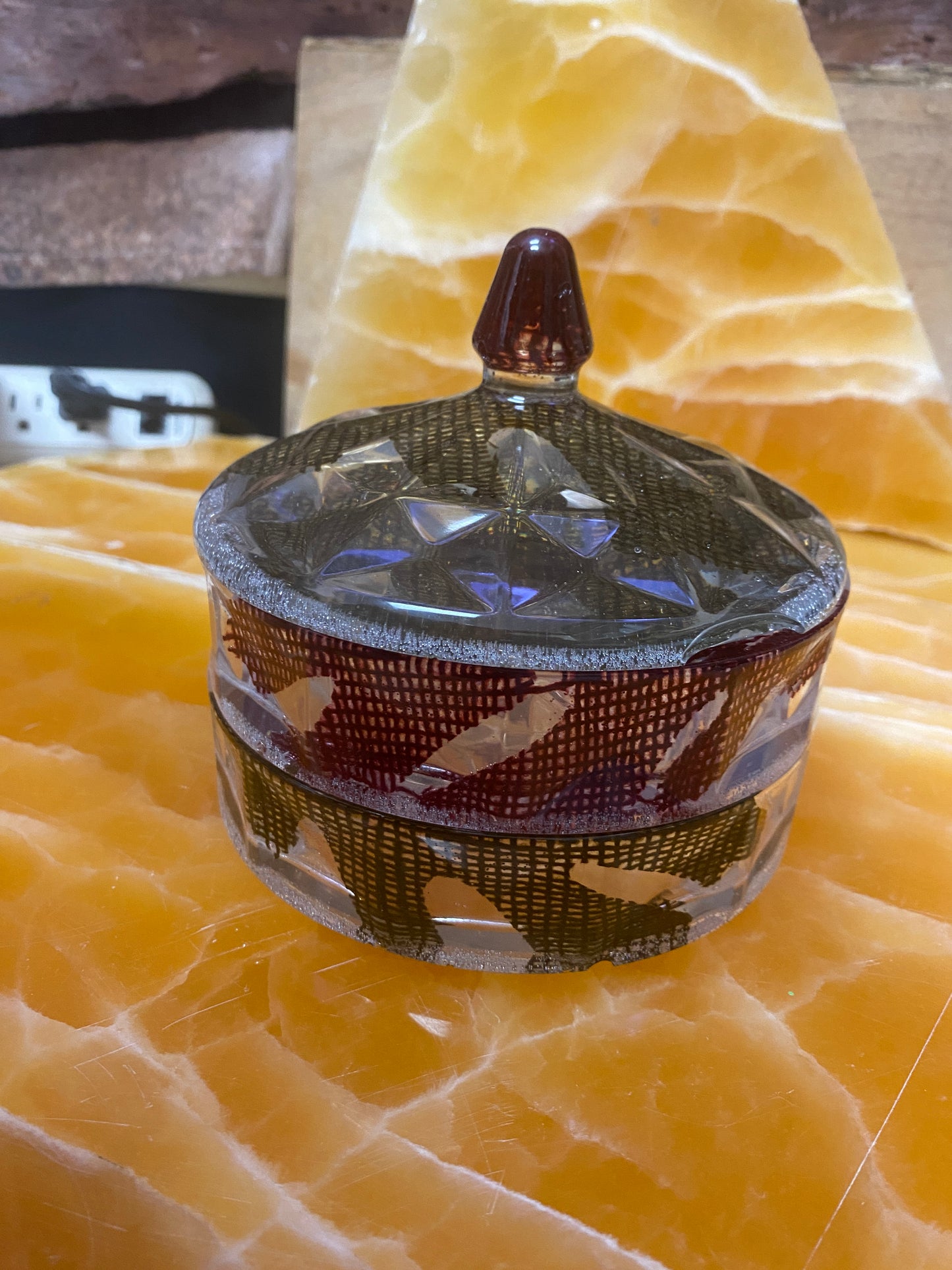 Fall Leaf Resin Storage Set – Handmade Clear Resin Bowl & Lidded  stackable storage Jar with Burlap Autumn Leaf Inlays