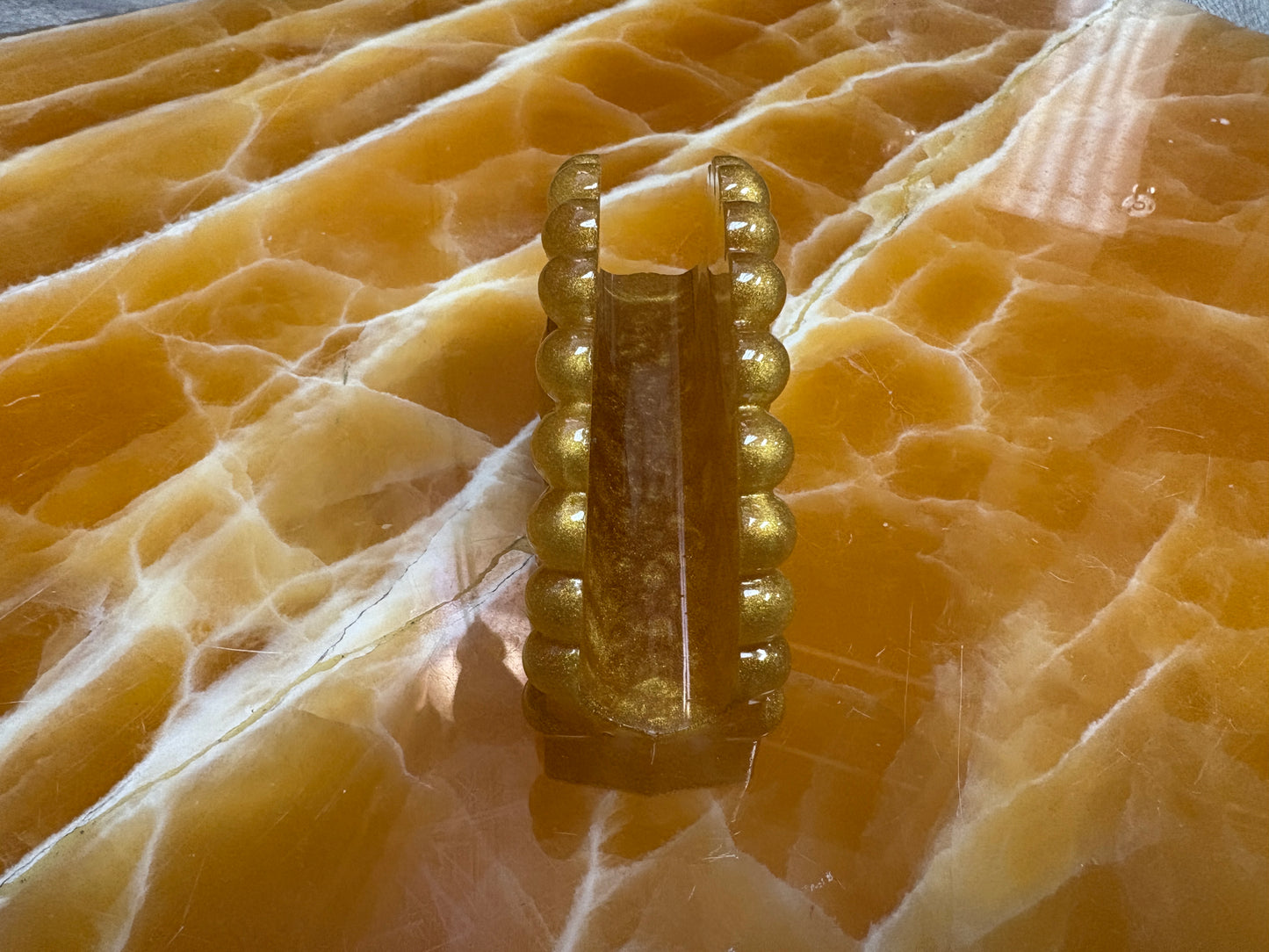 Gold Resin Napkin & Mail Holder – Handmade Decorative Table Organizer, Shimmering Resin Desk or Kitchen Accessory