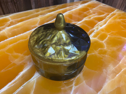 Black & Gold Resin Stackable Storage Container – Handmade Luxury Organizer for Vanity, Desk, or Coffee Table